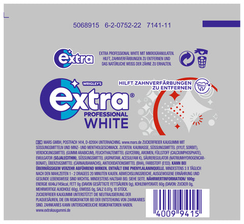 EXTRA PROFESSIONAL White 30x10 Kaugummi Dragees 420g