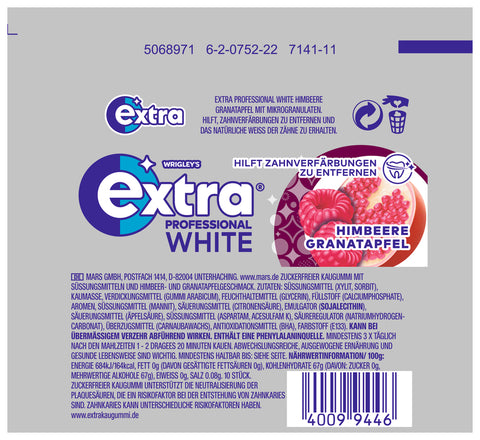 EXTRA PROFESSIONAL White Himbeere Granatapfel 30x10 Kaugummi Dragees 420g