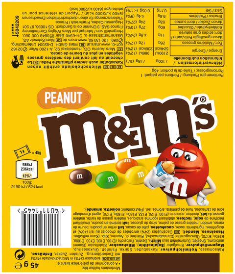 m&m's Peanut Display 24 Tütchen je 45g (1,08 Kg)