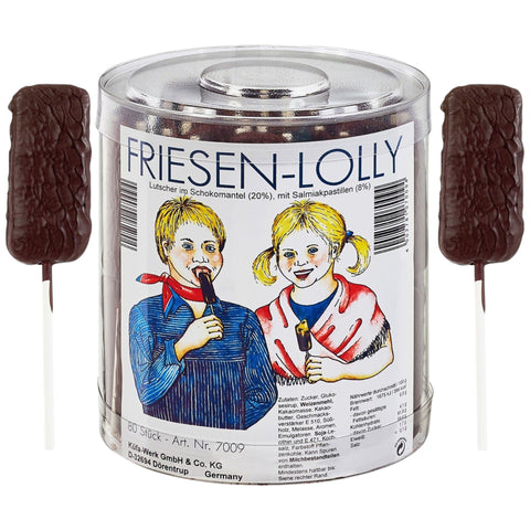 Küfa Friesen-Lolly Salmiak Schokolade | 80 Lutscher im Schokoladenmantel