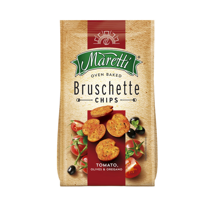 Maretti Bruschette Chips Oven baked Tomato Olives & Oregano 150g