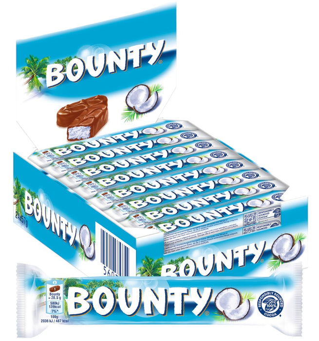 Bounty Vollmilch Schokolade Kokosnuss Riegel Thekendisplay 24 x 57g