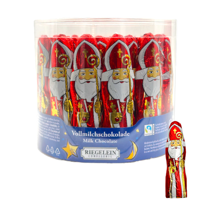 Riegelein Massiv Saint Nikolaus aus Vollmilchschokolade Fairtrade 65 x 12,5g (812,5g)