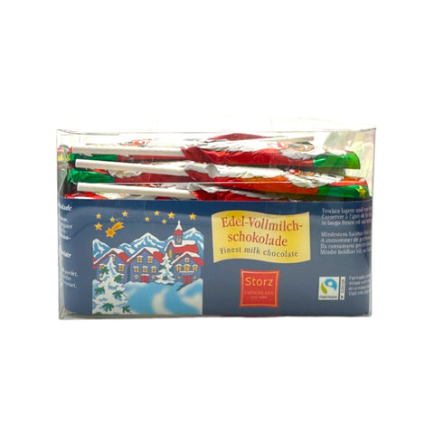 Storz Massiv Santa Weihnachtsmann-Lolly aus Edel-Vollmilchschokolade Fairtrade 50 x 15g (750g)