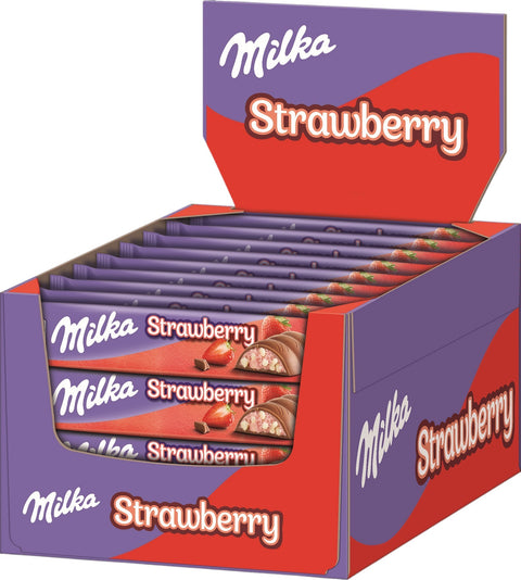 Milka Choco Erdbeer Riegel 36 Stück | Alpenmilchschokolade mit Erdbeercreme