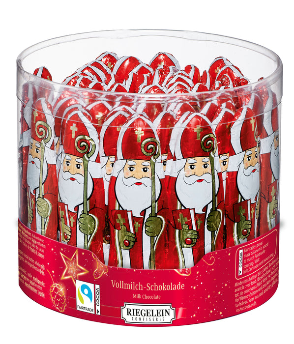 Riegelein Massiv Saint Nikolaus aus Vollmilchschokolade Fairtrade 65 x 12,5g (812,5g)