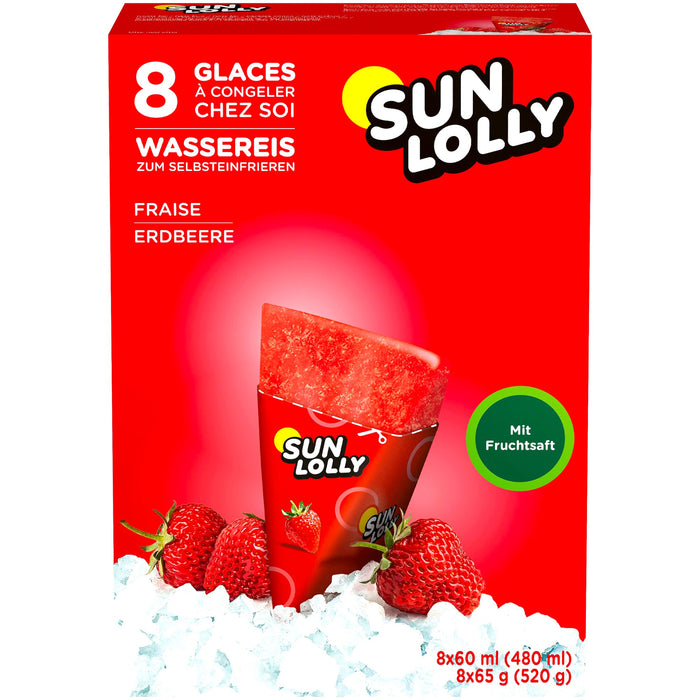 Sun Lolly Wassereis Erdbeere mit Fruchtsaft 8 x 60ml