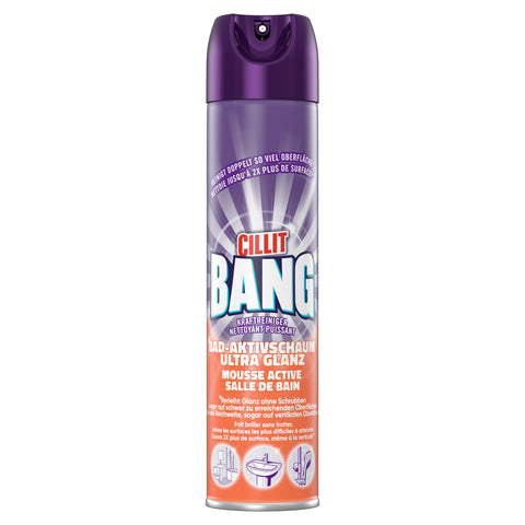 Cillit Bang Ultra Glanz Aktivschaum Reiniger 600 ml – Badreiniger gegen Kalk und Seifenreste, streifenfreier Glanz