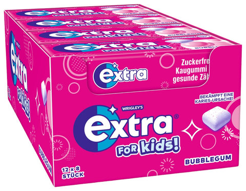 EXTRA for Kids Zuckerfreier Kaugummi Bubblegum 12 x 8 Stück