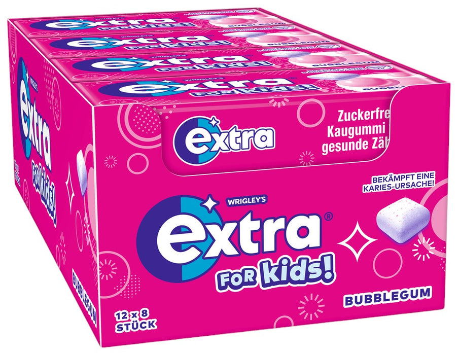 EXTRA for Kids Zuckerfreier Kaugummi Bubblegum 12 x 8 Stück