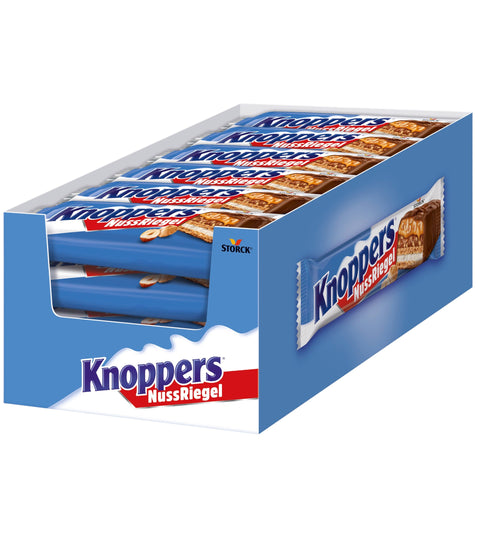 Knoppers NutBar 24 x 40 g – Waffelriegel mit Haselnuss, Milchcreme, Karamell und Vollmilchschokolade
