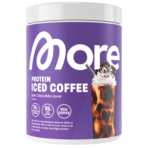 More Protein Iced Coffee Dark Chocolate Lover 300 g – proteinreiches Pulver mit Kakao und Kaffee für cremigen Eiskaffee