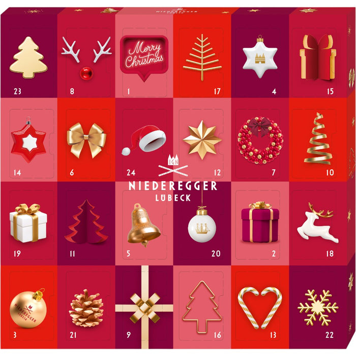 Niederegger mini Tisch Adventskalender Fröhliche Weihnachten 168g