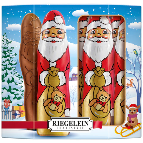 Riegelein Massiv Mini Weihnachtsmänner aus Feine Edel-Vollmilchschokolade 125g