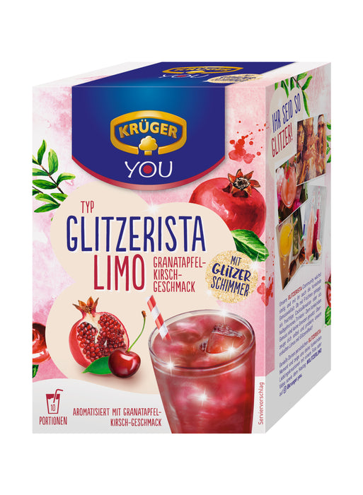 Krüger YOU Instant-Getränkepulver Glitzerista LIMO Granatapfel-Kirsch Geschmack 200g (10x 20g)