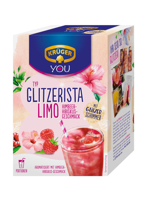 Krüger YOU Instant-Getränkepulver Glitzerista LIMO Himbeer-Hibiskus Geschmack 200g (10x 20g)