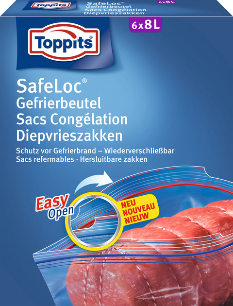 Toppits SafeLoc Gefrierbeutel 6x 8L Schutz vor Gefrierbrand - Wiederverschließbar
