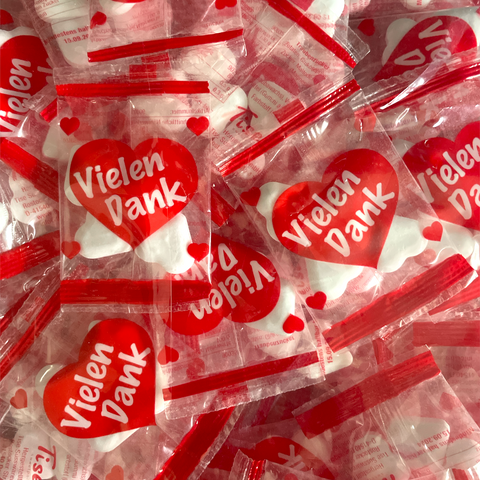 Karneval Wurfmaterial 100 stk. Vielen Dank Herzen 650g