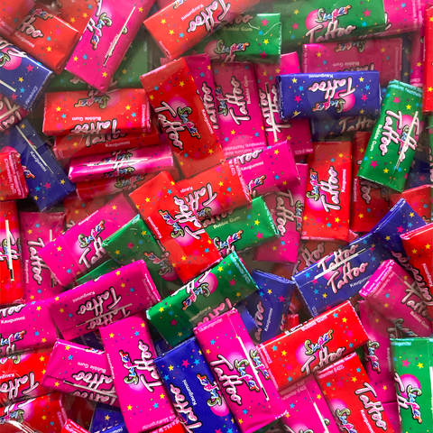 Karneval Wurfmaterial 200 stk. Super Tattoo Kaugummi 440g