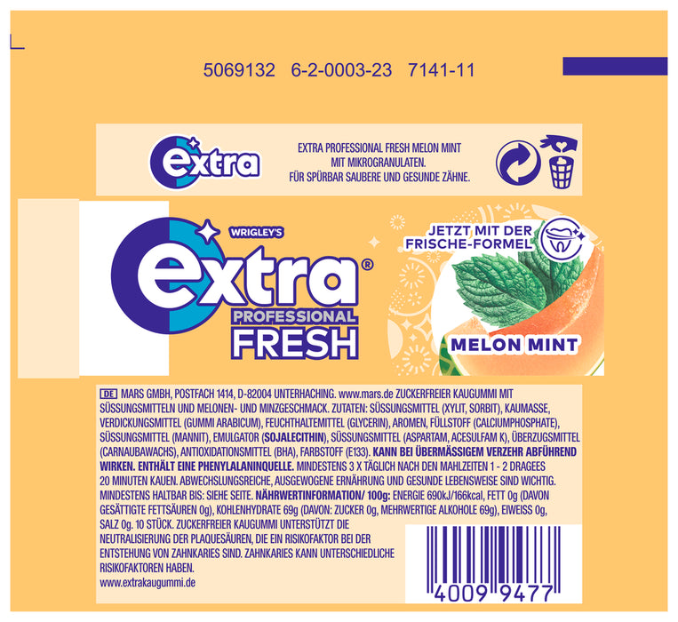 EXTRA PROFESSIONAL Fresh Melon Mint 30x10 Kaugummi Dragees 420g