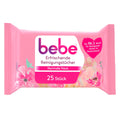 bebe Erfrischende Reinigungstücher 25 Stück – sanfte Abschminktücher mit Rosenwasser, vegan und alkoholfrei