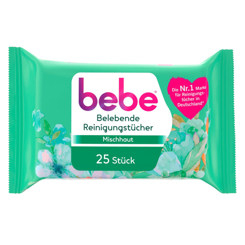 bebe Belebende Reinigungstücher für Mischhaut – 25 Stück Mizellen-Technologie mit Jojobaöl