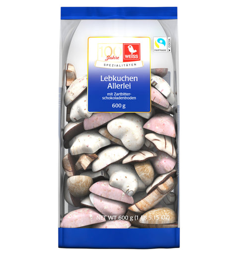 Weiss Lebkuchen Allerlei mit Zartbitterschokoladenboden 600g