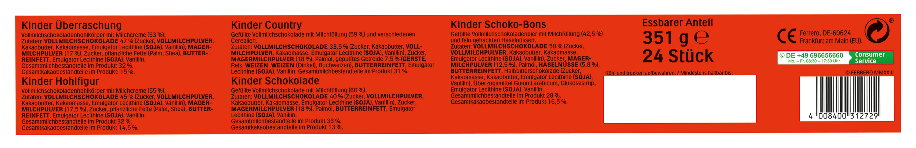 Ferrero Kinder Maxi Mix Adventskalender 351g | 2023