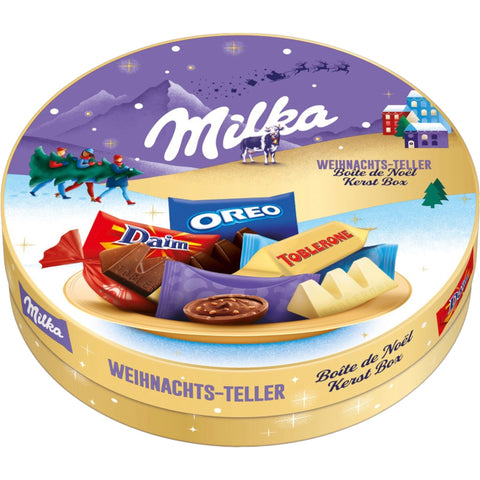 Milka Weihnachtsteller 195g – bunte Schokoladenmischung im festlichen Design