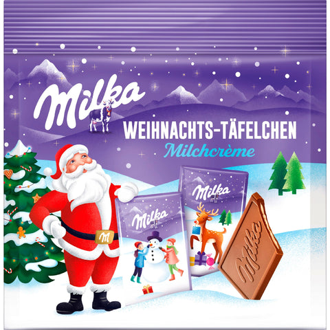Milka Mini Christmas Bars Milk Cream 150g, einzelne winterliche Mini-Tafeln