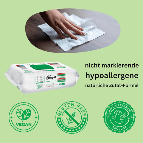Sleepy Easy Clean Allzweck-Reinigungstücher Grün 100 Stück | Weiße Seife