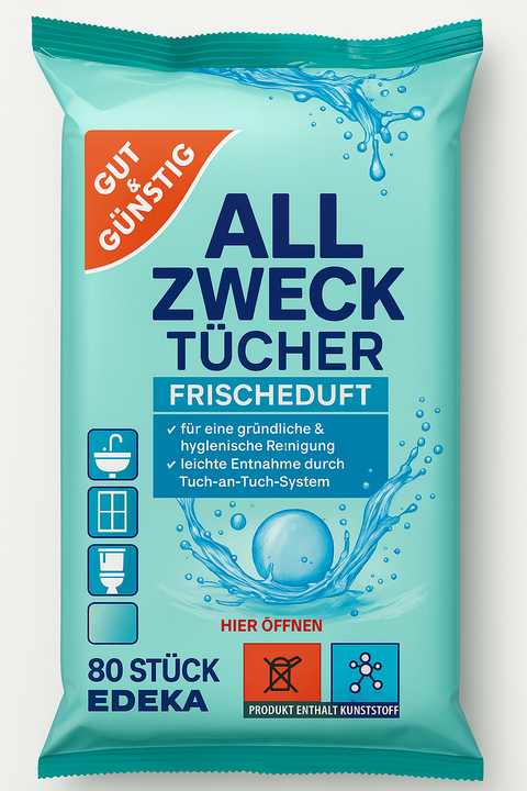 Gut & Günstig Allzwecktücher Frischeduft | 80 Tücher pro Packung