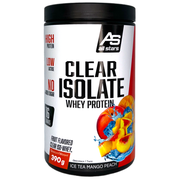 all stars Clear Isolate Whey Protein Ice Tea Mango Peach Geschmack 390g