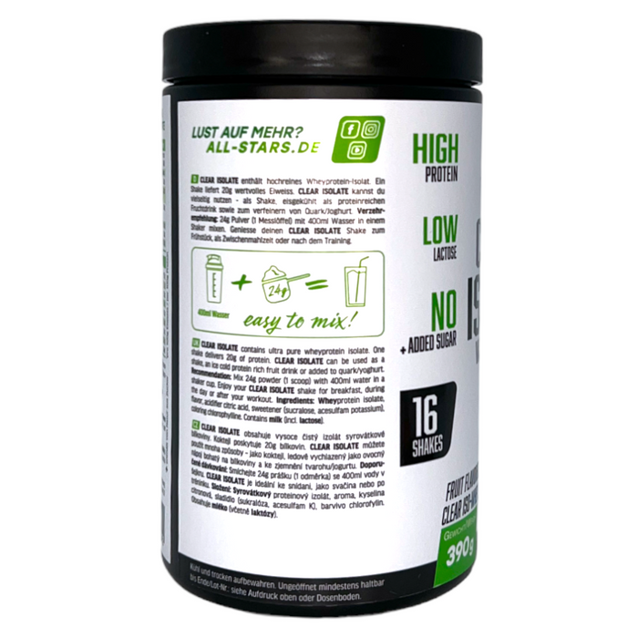 all stars Clear Isolate Whey Protein Green Apple Geschmack 390g