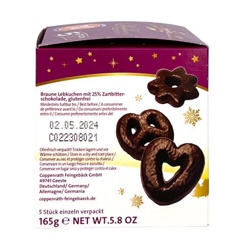 Coppenrath Lebkuchen glutenfrei 165 g (5 Stück) | mit Zartbitterschokolade, laktosefrei