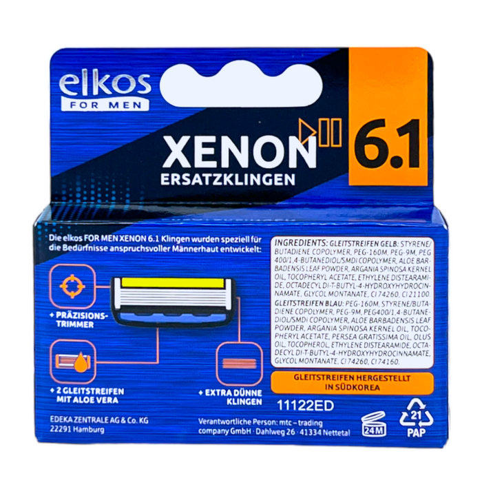 elkos Xenon 6.1 Rasiererklingen 4x Ersatzklingen mit Trimmerklinge