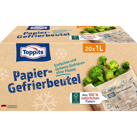 Toppits Papierbeutel 20x 1L | lebensmittelechte Papiertüten