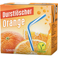 Durstlöscher Orange 500 ml – fruchtiges Orangengetränk im Trinkpack mit Strohhalm