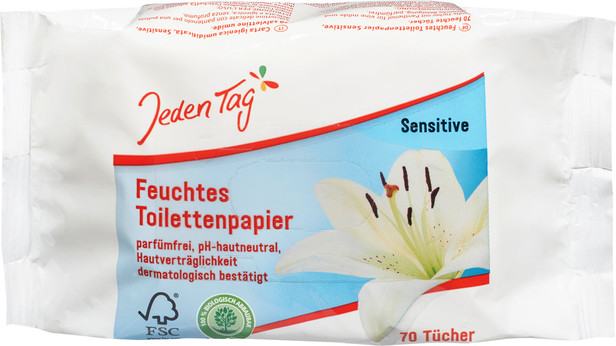 Jeden Tag feuchtes Toilettenpapier Sensitiv 70 Blatt