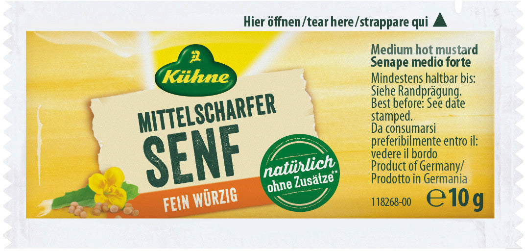 Kühne Mittelscharfer Senf fein würzig Portionsbeutel 150x 10g (1500g)