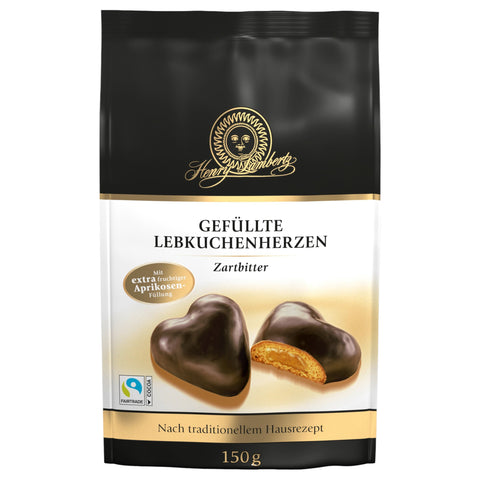 Gefüllte Lebkuchen-Herzen 150 g, Zartbitterschokolade, gefüllt