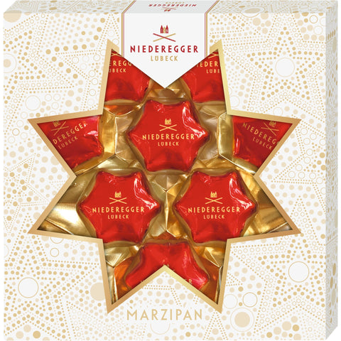 Niederegger Weihnachtssterne 125 g – Marzipanstern in Zartbitterschokolade