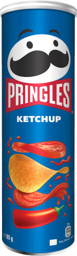Pringles Ketchup Stapelchips – knusprige Chips mit würzigem Ketchup-Geschmack in 165‑g-Dose