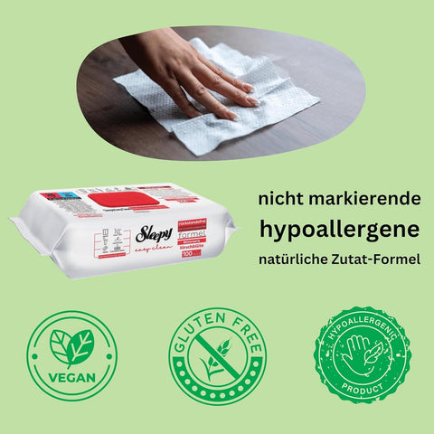 Sleepy Easy Clean Rot Kirschblüte 100 Stück | Allzweck-Reinigungstücher