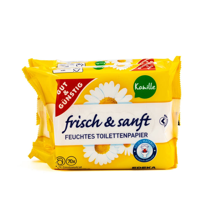 Gut & Günstig frisch & sanft Feuchtes Toilettenpapier Kamille 2x 70 Tücher