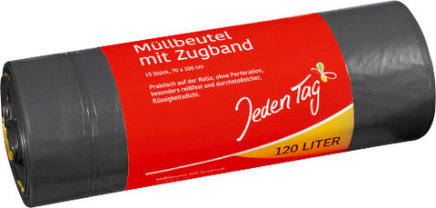 Jeden Tag Müllbeutel mit Zugband 120L
